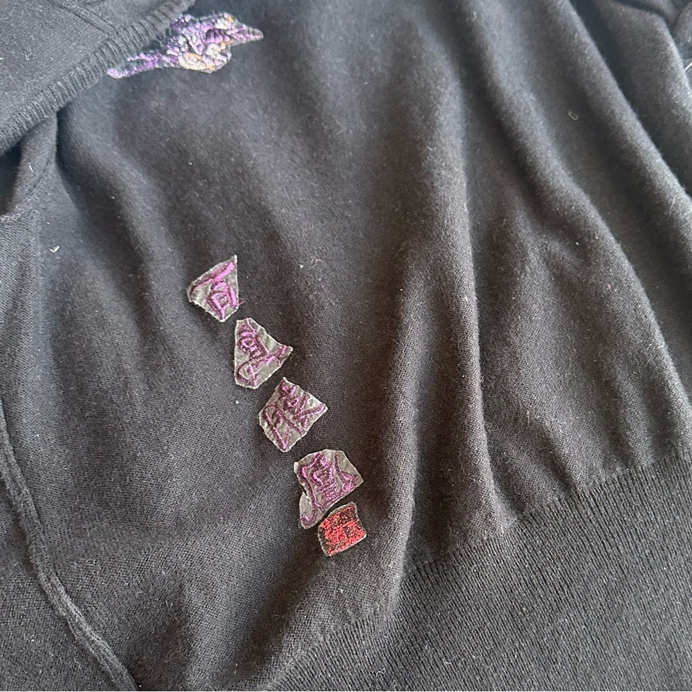 Vintage Y2K Lucky Brand Embroidered Sweater Cardigan Japanese characters bird - Picture 4 of 9